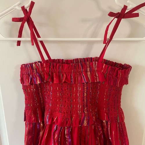 Crewcuts Girls Dress Red Shoulder Tie Smocked Purple and Green size 7 J. Crew - Picture 2 of 16