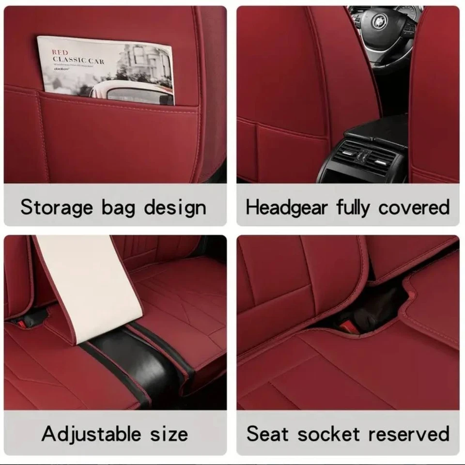 Cubierta de asiento de auto de 5 plazas de cuero sintético, para Dodge Charger Challenger、Durango、Hornet Foto 4 de 4
