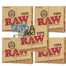 RAW Natural Pre-Rolled Filter Tips 5-Pack with 21 Per Box (105 Tips Total)