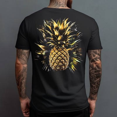 Stuff-Box Fruit Star Ananas Männer Shirt schwarz Rundhals, Baumwolle NEU