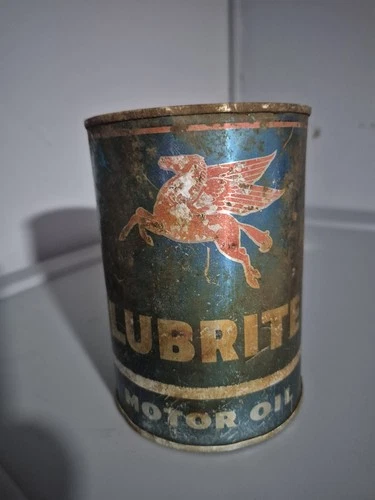 Vintage 1 QUART SOCONY  MOBIL LUBRITE MOTOR OIL CAN ~ Empty