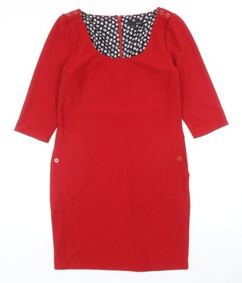 NEXT Damen rot Polyester A-Linie Größe 12 Rundhalsausschnitt Reißverschluss