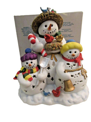 PartyLite Snowbell Christmas Holiday Snowman Tealight Candle Holder P7702 MIB