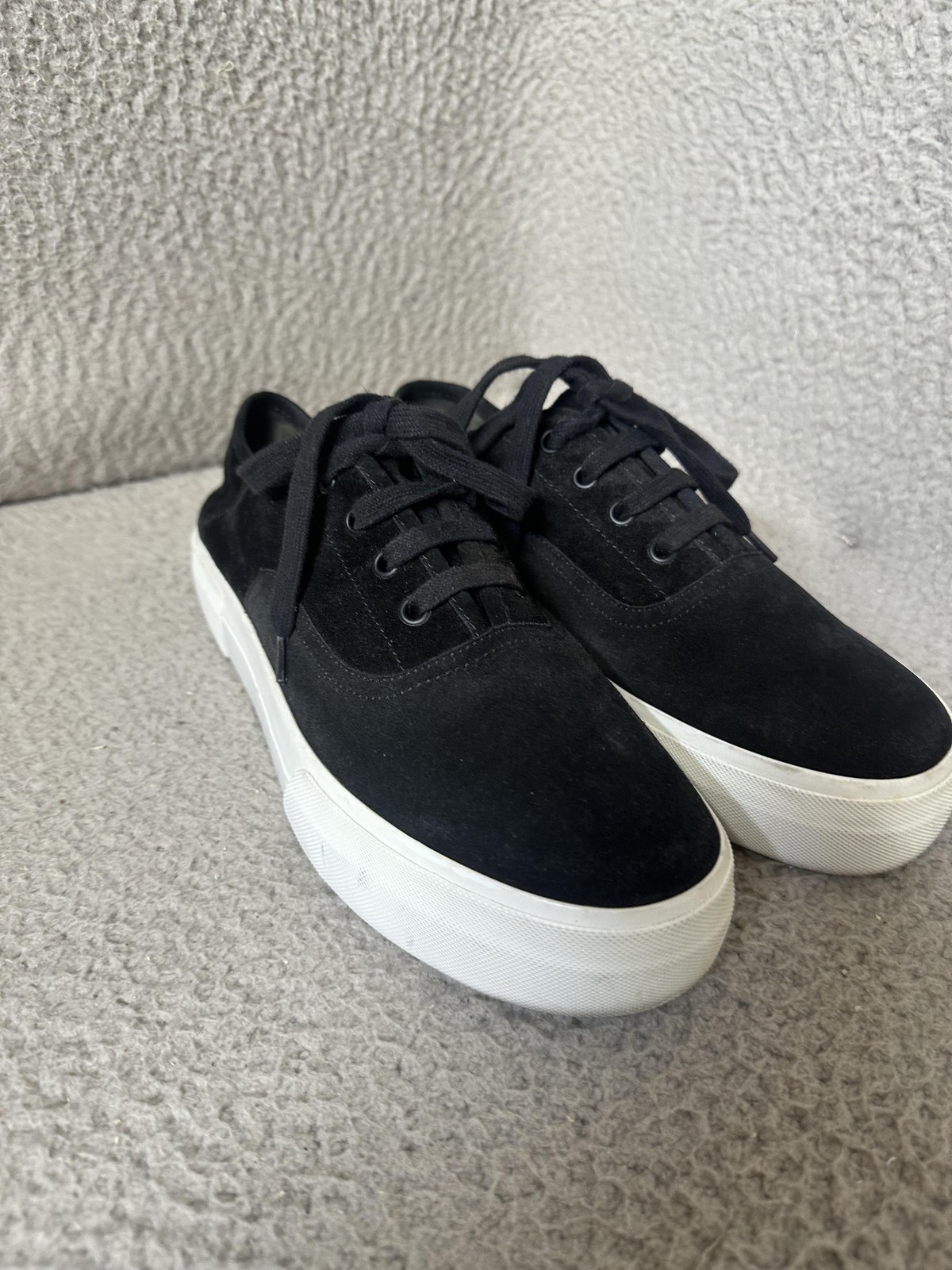 SAOLA Scarpe Vince uomo taglia 9 nere scamosciate sneakers basse stringate suola bianca casual