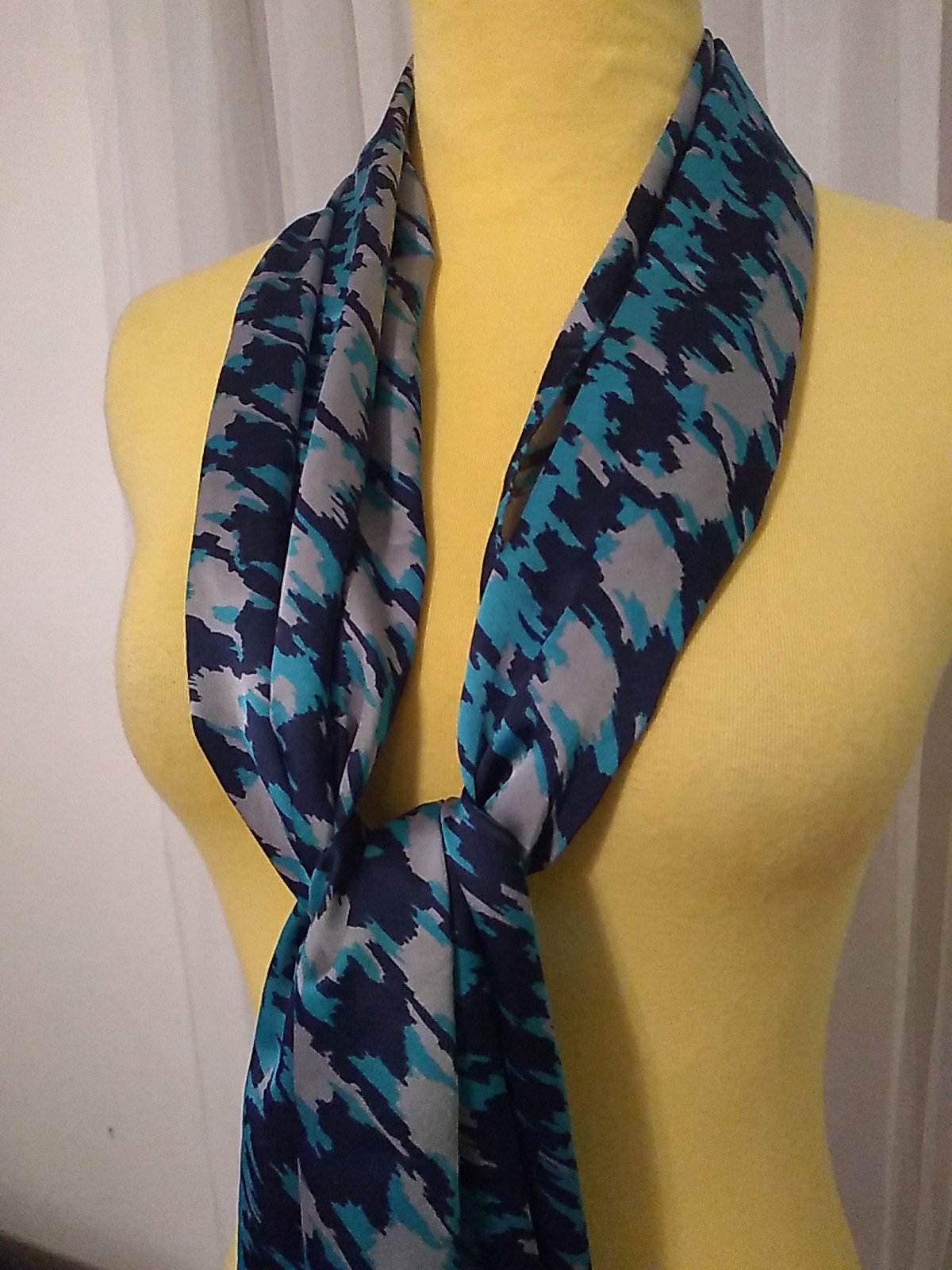 Anne Klein Scarf Rectangular Abstract Print Blue … - image 3