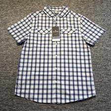 Image of Craghoppers Passos Shirt Mens Medium Blue Check Short Sleeve Lightweight Outdoor