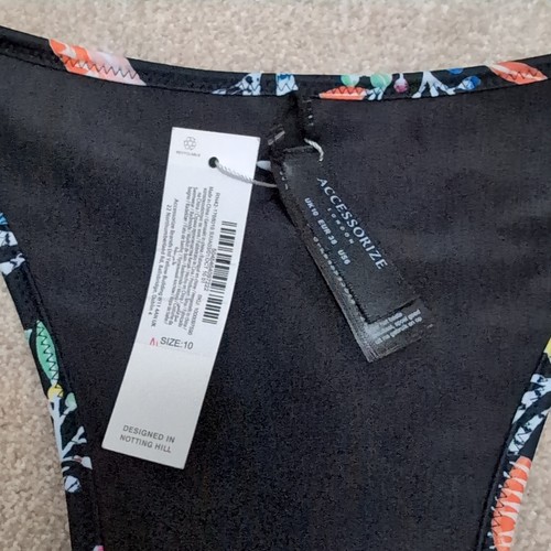 Women's Monsoon Accessorize bikini set Size 10 black multicoloured pattern - Picture 5 of 6