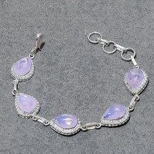 Faceted Pink Milky Opal Pear Shape Gemstone Handmade Jewelry Bracelet 7" SR 3053