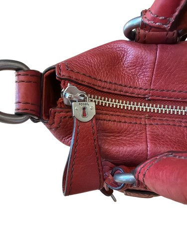 VTG Fossil Maddox Embossed Buttery Soft Leather Satchel Handbag Brick Red Purse, $34.99 - Photo 6