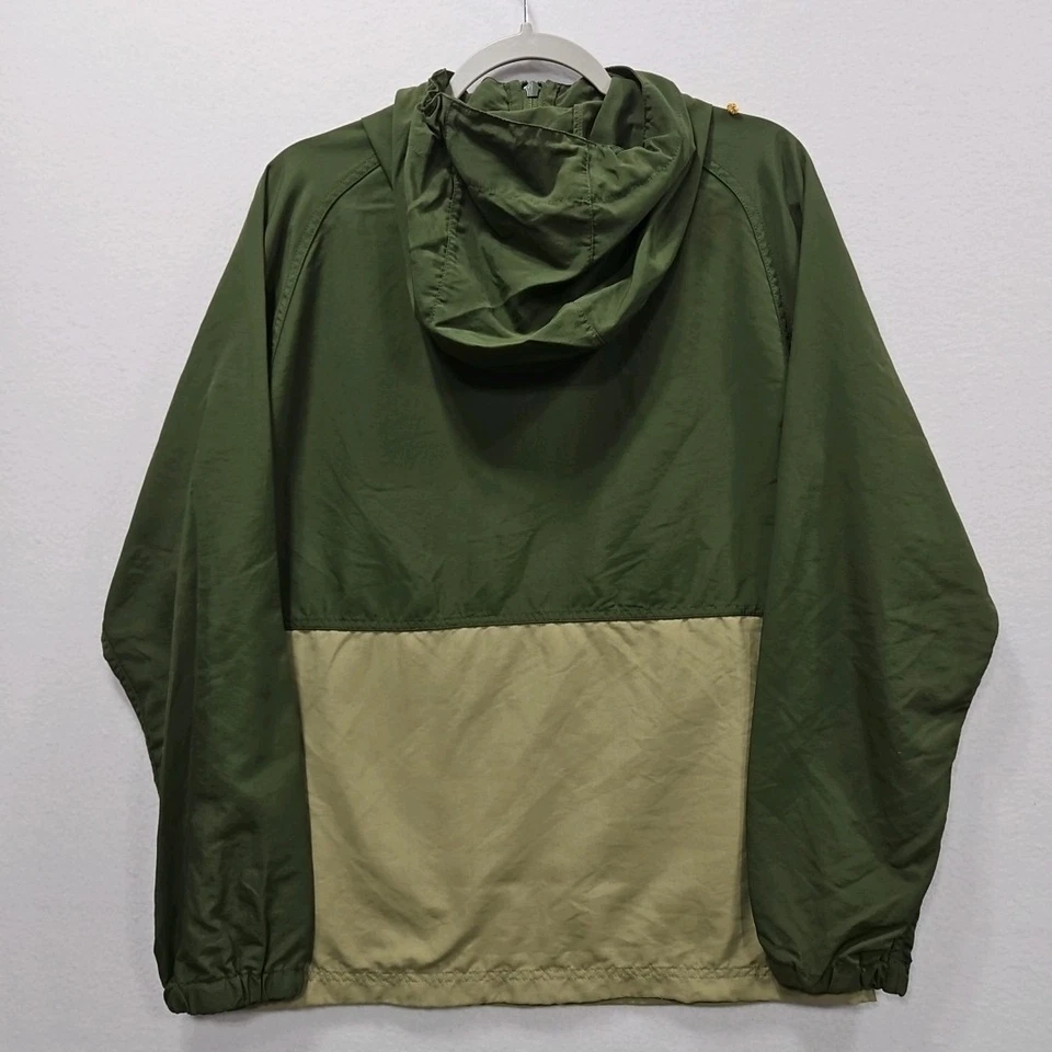LL Bean Mountain Anorak Windbreaker Small Nylon Hooded Jacket Olive Green Khaki - Image 2 of 4