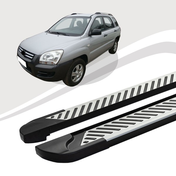 Trittbretter Passend FüR Kia Sportage Ab Baujahr 09/2004-12/2010 Line Silber Mit-image