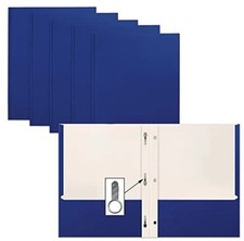 Blue Paper 2 Pocket Folders with Prongs 50 Pack by Better Letter Size