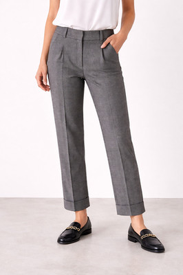 Cambio Hose schwarz weiß Damen Stoff Chino Krystall straight crop 32 xxs Neu