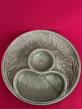 Vintage Bordallo Pinheiro Chip and Dip Majolica Platter Dip and Vegatable Tray