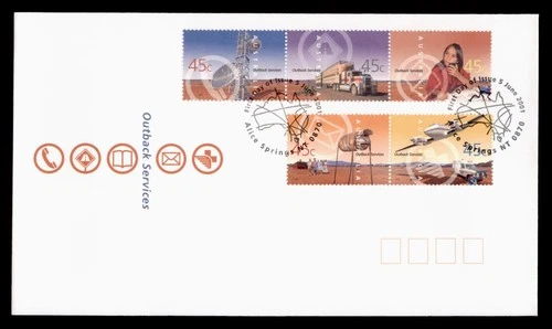 DR WHO 2001 AUSTRALIA FDC OUTBACK SERVICES CACHET COMBO w29722
