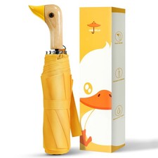 Compact Umbrellas for Rain Sun, Travel Umbrella Cute Duck Head Handle Design ...