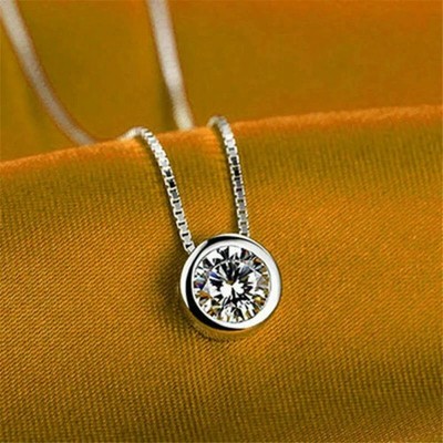 1,00 ct Zertifizierter Rundschliff Diamant Solitär Anhänger Damen 14K Weißgold