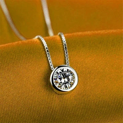 1,00 ct Zertifizierter Rundschliff Diamant Solitär Anhänger Damen 14K Weißgold - Bild 1 von 4