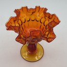 Vintage Amberina Ruffled Fenton Glass Compote/Candy Dish.  Original Label — photo 4