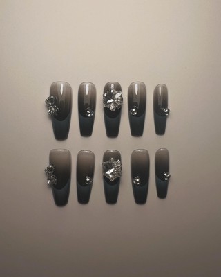 SWEETO Press On Nail, Handmade Set 005 Size M With Apply Kit