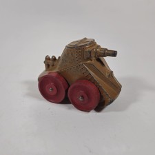 Vintage 30s Barclay Manoil Metal WW1 WWI Army Tank w/ Red Wood Wheels