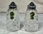 Vintage 1976 Waterford Crystal Glandore Salt & Pepper Shakers EPNS Silver Tops