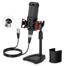 XLR Podcast Microphone Professional Cardioid Condenser Microphone for PC Comp...