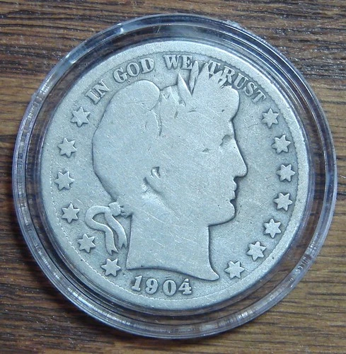 1904-S BARBER HALF DOLLAR VERY GOOD