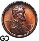 1918 Lincoln Cent Wheat Penny, Red Brown, Solid Gem BU++ RB
