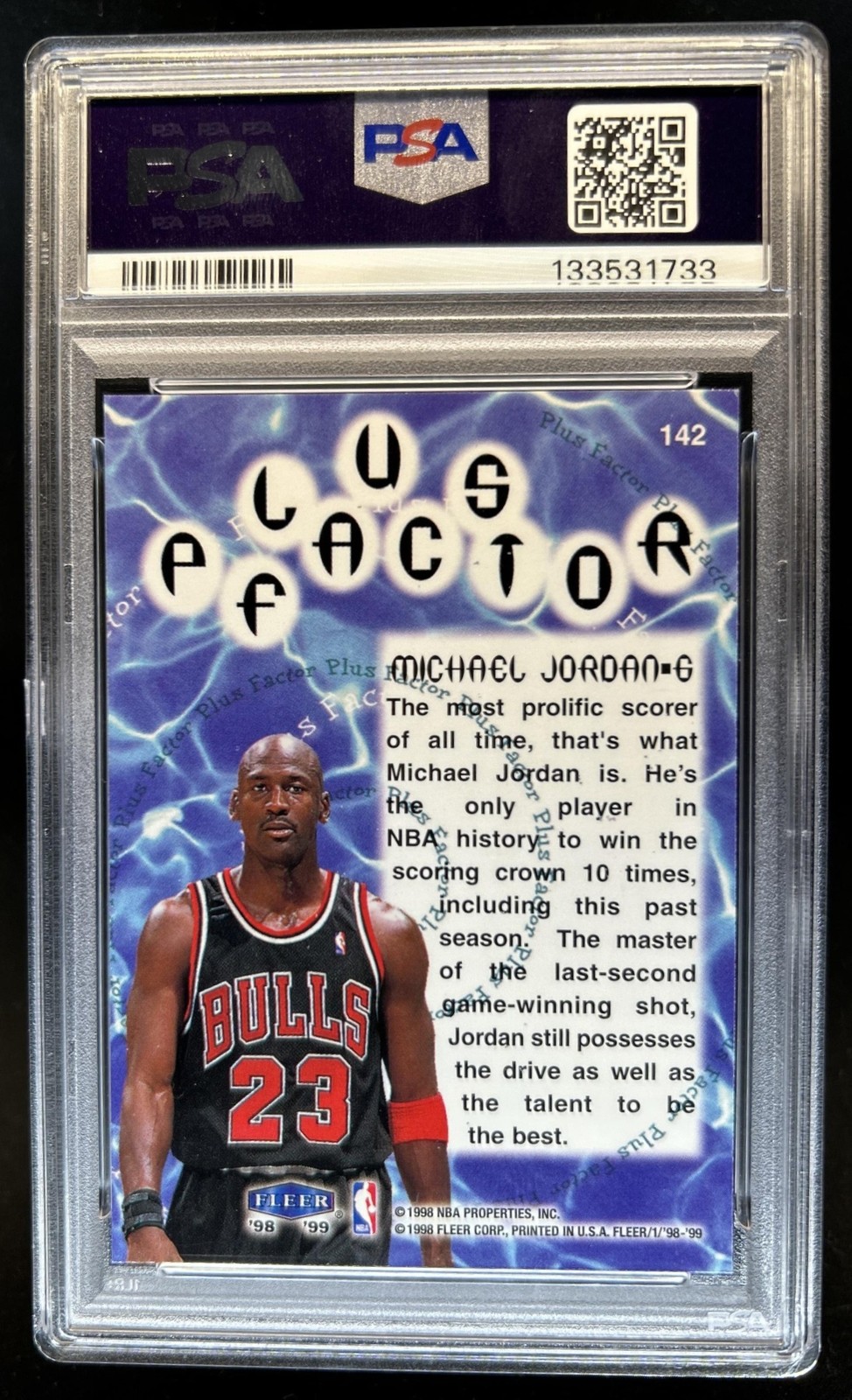 1998-99 Fleer Tradition Michael Jordan #142 Bulls PSA 6 view 2