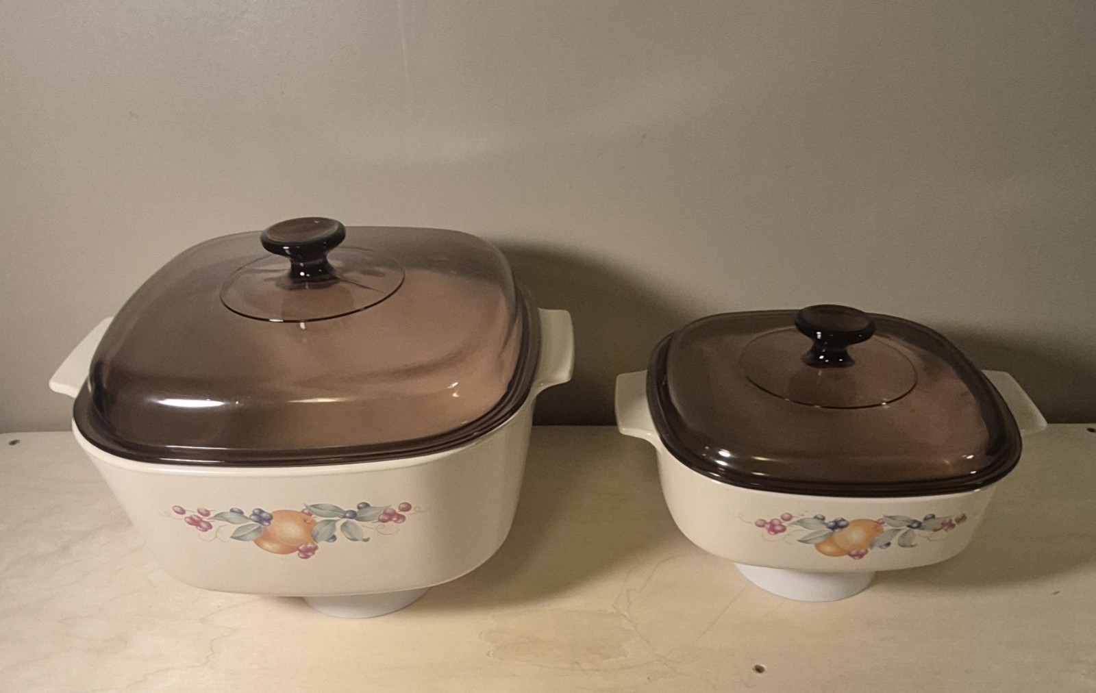 2 Vintage Corning Ware Abundance  A-5-B 5 L And  A-2-B 2 L Casserole Dishes 