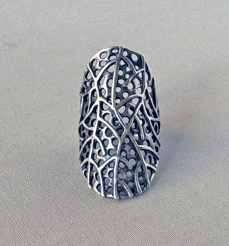 Didae Israel Sterlingsilber breites Band offen Design Ring Größe 7 3/4; A429 - Bild 1 von 7