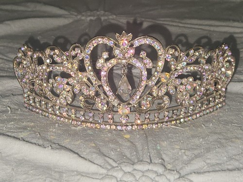 Sparkling Aurora Borealis Rhinestone Tiara Crown Wedding Bridal Princess Costume