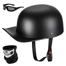 Baseball Motorcycle Helmet Half Cap DOT Approved Matte Black M