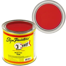 1 Shot 104L/4Z  BRIGHT RED Paint Lettering Enamel Pinstriping One Shot 4 oz can