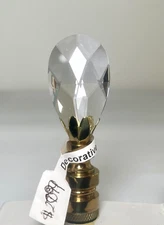 Crystal Finials Faceted Oval Shape Clear Crystal Lamp Finial Stunning 3"