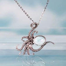 Larimar Octopus Pendant Necklace in Sterling Silver, ocean Larimar necklace