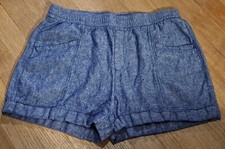 Old Navy Pull On Womens Shorts Size Small S Linen Blend Blue Drawstring Cuffed