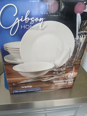 Gibson Home 24 Piece Dinnerware Combo Set Fine Ceramic 