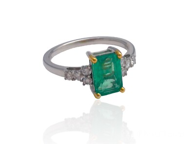 NATURAL Certified Emeral Diamond Ring 2.00 cttw Neon Green 14K White Gold NEW 7