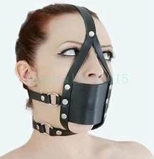 Half Face Mask Open Mouth Gag Head Bondage Strap Ball Harness slave Muzzle BDSM~