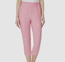 80 Jones New York Women's Pink Pull On Linen-Blend Crop Pants Size Large