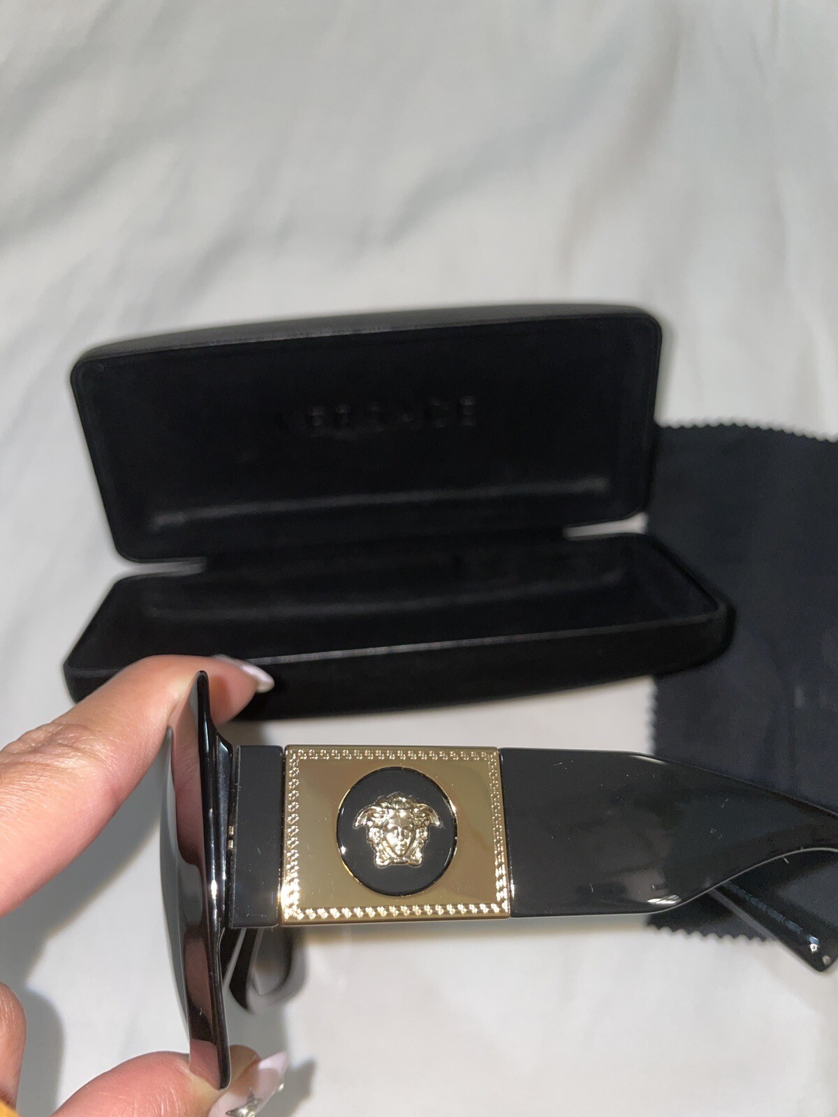 Versace Rectangle Sunglasses - Black/Grey Lens (V… - image 7