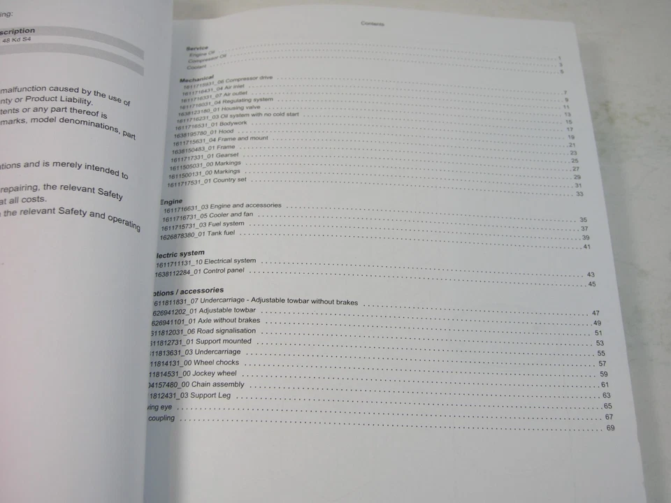 Atlas Copco XAS 45Kd S4 APP Compressor Parts Manual Book S/N APP407187 Up Foto 2 de 4