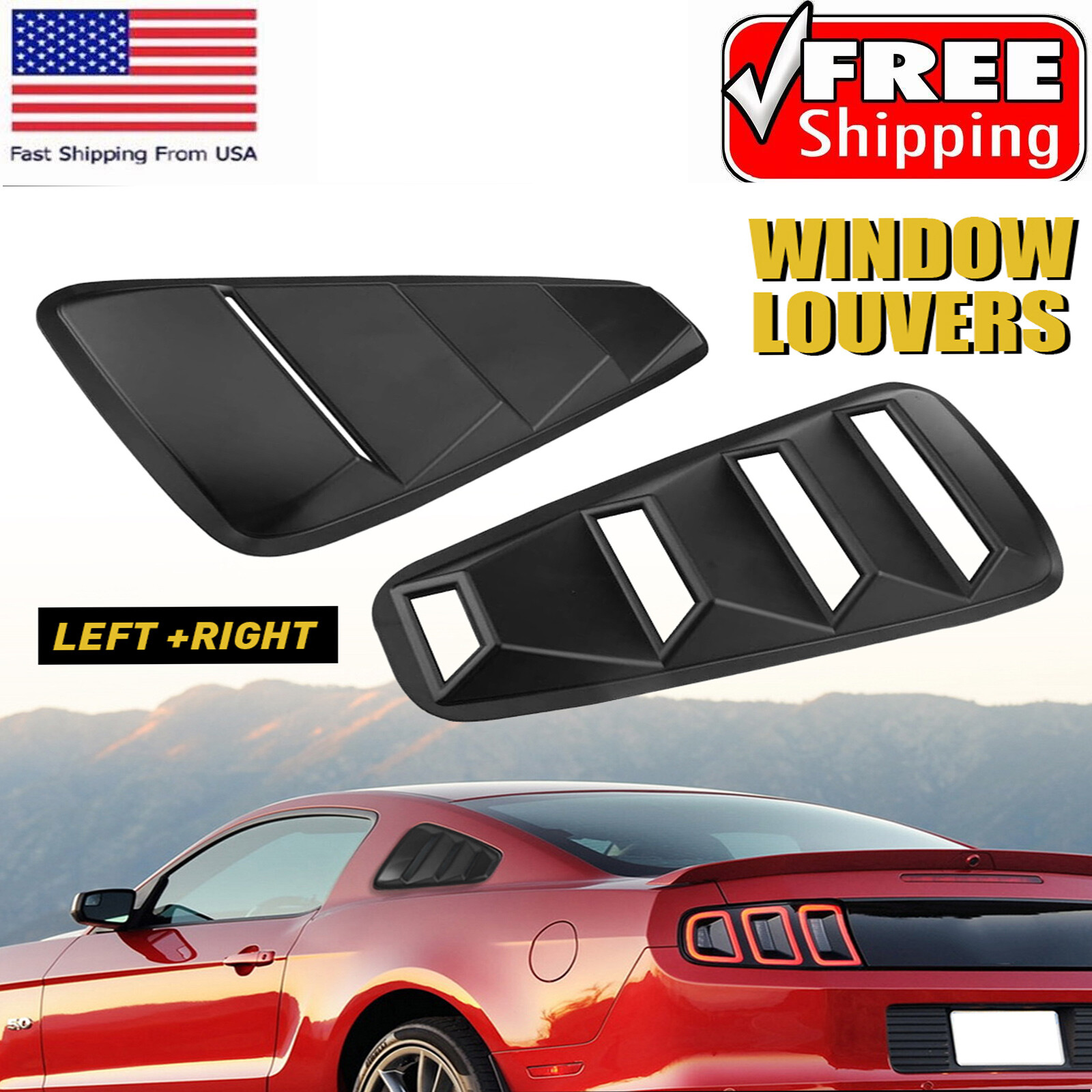 For 2005 06 07- 2014 Ford Painted Mustang Coupe Window Louvers Scoop Cover Vent