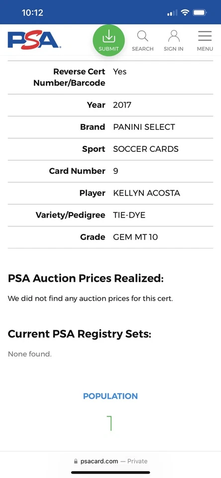 2017 Panini Select Kellyn Acosta #9 TIE-DYE PRIZM /30 PSA 10 GEM MT POP-1 T5 - Image 4 of 4