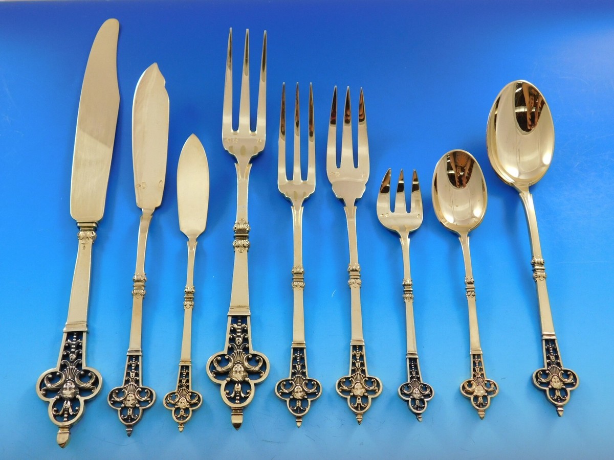 Renaissance Christofle Cardeilhac Vermeil 950 Silver Flatware