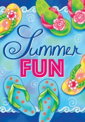 Summer Fun, Beach Flip Flops, Garden Flag 12''x18'', Custom Decor, 2 Sided