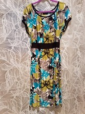 Perseption Women Dress Casual Work Office Size 2XL Polyester Short Sleeves Midi