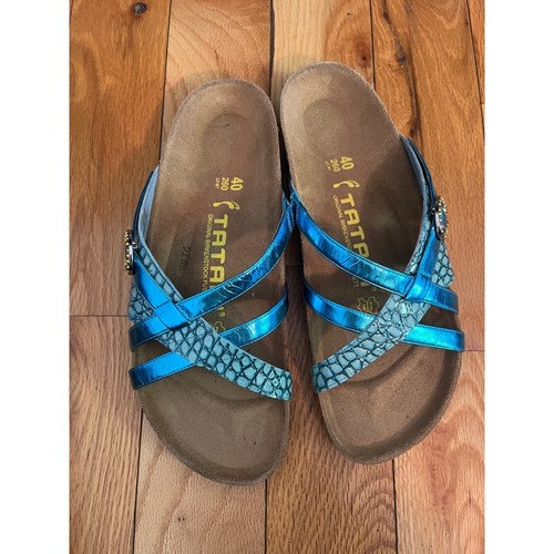 Tatami Birkenstock Fussbett Strap Sandals Turquoise Women's 9 - Picture 2 of 6